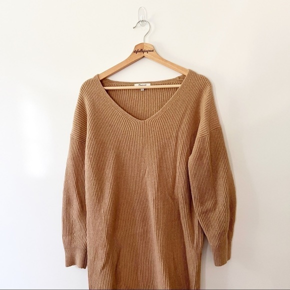 Madewell Relaxed V-Neck Ribbed Sweater Dress - Picture 7 of 12